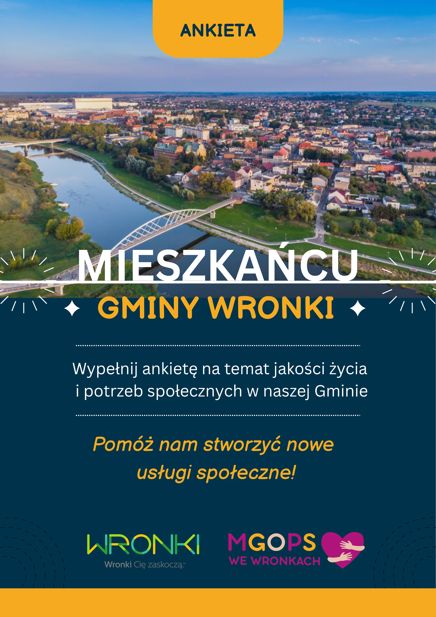 Ankieta. Mieszkańcu Gminy Wronki wypełnij ankietę na&nbsp;temat jakości życia i&nbsp;potrzeb społecznych w&nbsp;naszej gminie. Pom&oacute;ż nam stworzyć nowe usługi społeczne! 