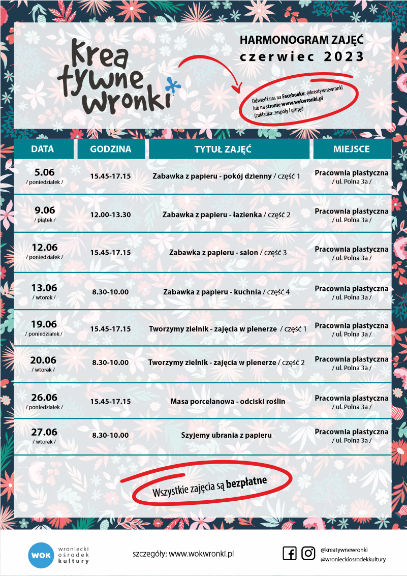 harmonogram_zajęć_kreatywne_wronki_czerwiec_2023_wwwwwwwww