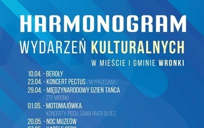 Zdjęcie do Harmonogram wydarzeń kulturalnych Wronieckiego Ośrodka Kultury 