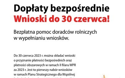 Zdjęcie do Bezpłatna pomoc doradc&oacute;w rolniczych przy wnioskach o dopłaty bezpośrednie