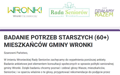 Zdjęcie do Ankieta &ndash; badanie potrzeb wronieckich senior&oacute;w 