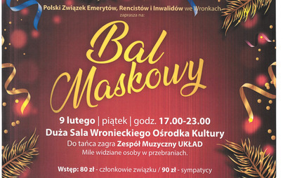 Zdjęcie do Bal Maskowy z Polskim Związkiem Emeryt&oacute;w, Rencist&oacute;w i Inwalid&oacute;w we Wronkach  