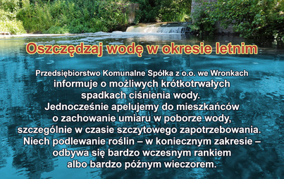 Zdjęcie do Wsp&oacute;lnie oszczędzajmy wodę!