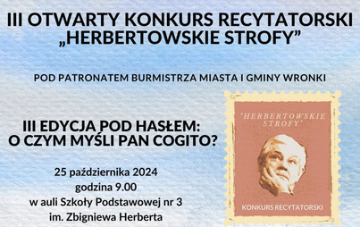 Zdjęcie do O czym myśli Pan Cogito? - III Otwarty Konkurs Recytatorski &bdquo;Herbertowskie Strofy&rdquo;