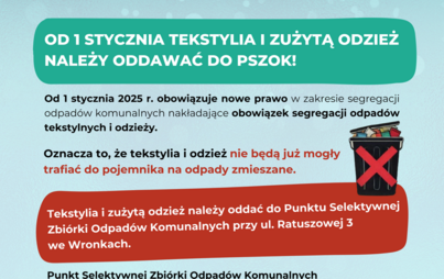 Zdjęcie do Od 1 stycznia tekstylia i zużytą odzież należy oddawać do PSZOK!