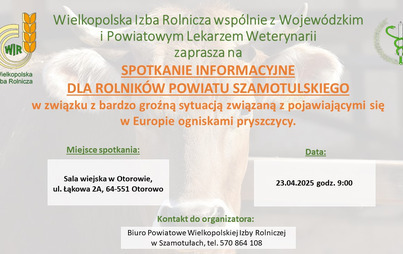 Zdjęcie do Pryszczyca &ndash; spotkanie informacyjne dla rolnik&oacute;w z powiatu szamotulskiego 