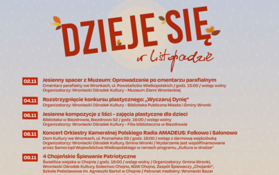 Zdjęcie do Dzieje się w listopadzie &ndash; harmonogram wydarzeń w Mieście i Gminie Wronki