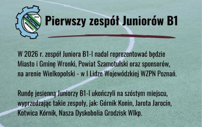 Zdjęcie do Pierwszy zesp&oacute;ł Junior&oacute;w B1