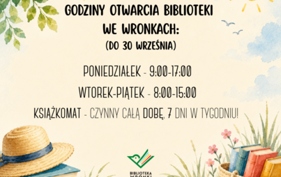 Zdjęcie do Zmiany w godzinach funkcjonowania biblioteki w wakacje