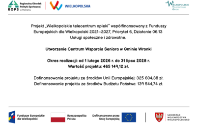 Zdjęcie do Gmina Wronki otrzymała dofinansowanie na realizację projektu &bdquo;Wielkopolskie Telecentrum Opieki&rdquo;