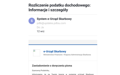 Zdjęcie do waga na fałszywe maile: oszuści podszywają się pod eUrząd Skarbowy