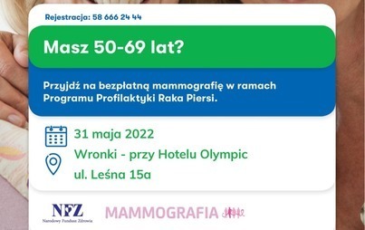 Zdjęcie do Bezpłatne badania mammograficzne dla kobiet w wieku 50-69 lat