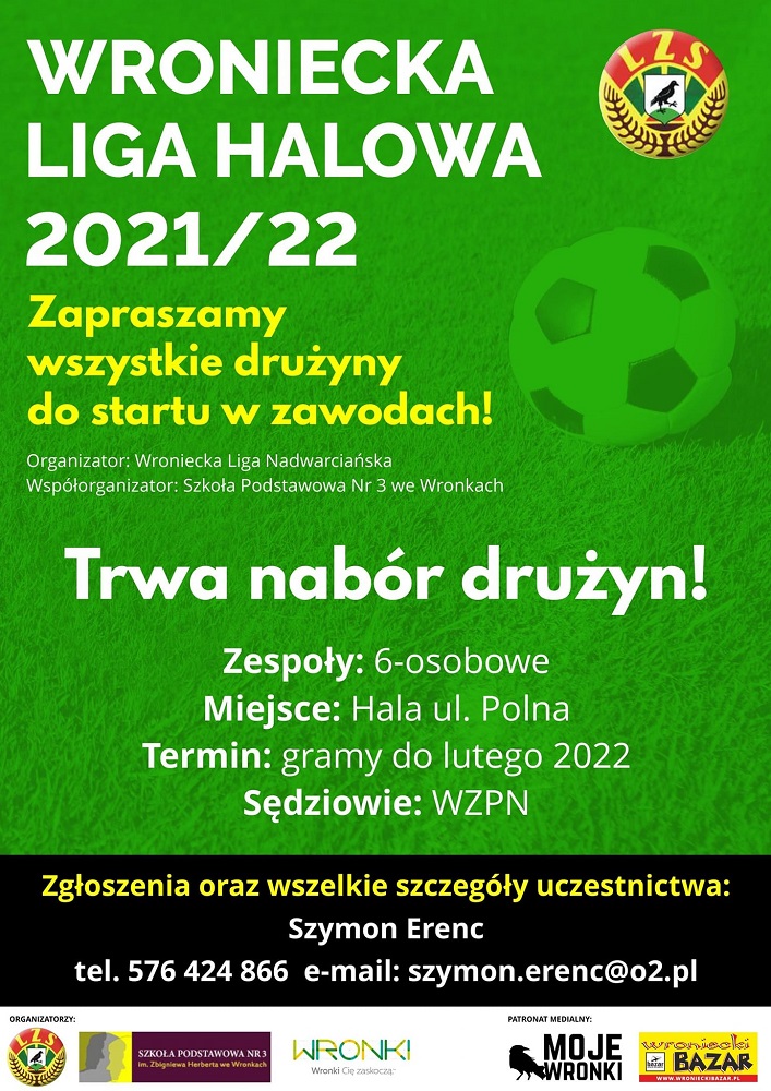 Wroniecka Liga Halowa 2021/2022. Zapraszamy wszystkie drużyny do startu w&nbsp;zawodach 